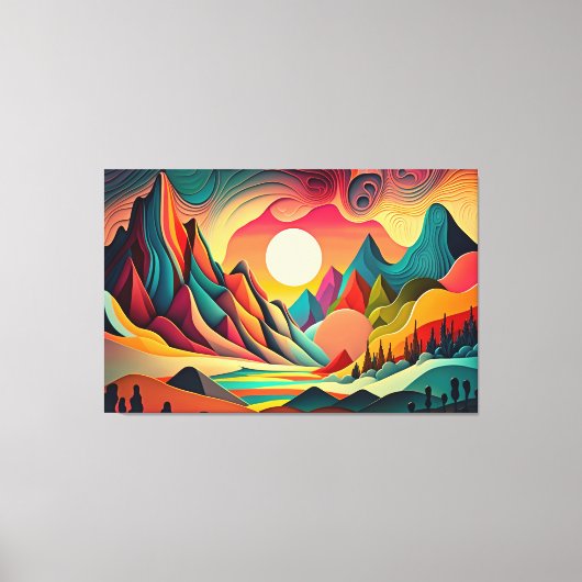 Farbenfrohe psychedelische Landschaft Leinwanddruck (Vorderseite)