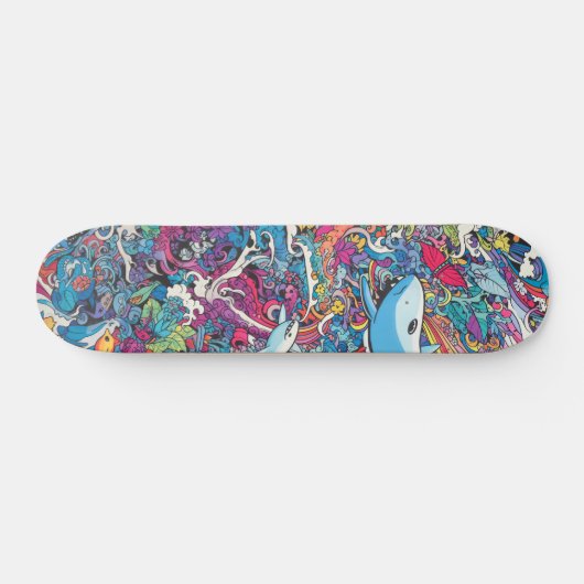 Farbenfrohe, psychedelische Meerestiere Skateboard (Horizontal)