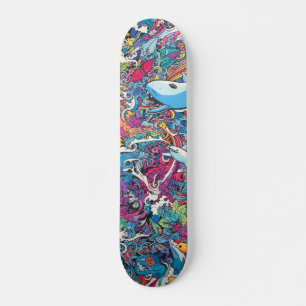 Farbenfrohe, psychedelische Meerestiere Skateboard
