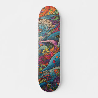 Farbenfrohe, psychedelische Meerestiere Skateboard