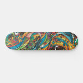 Farbenfrohe, psychedelische Meerestiere Skateboard (Horizontal)