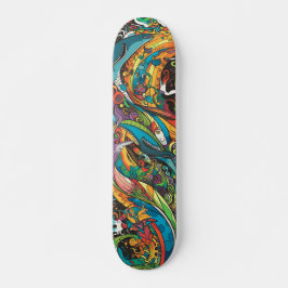 Farbenfrohe, psychedelische Meerestiere Skateboard