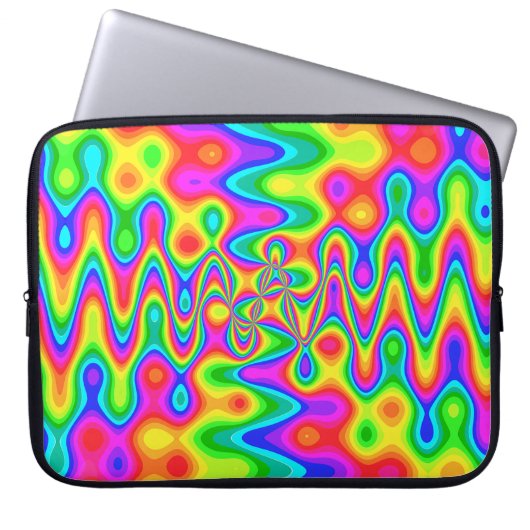 Farbenfrohe psychedelische Neopren-Laptop-Schnürse Laptopschutzhülle (Vorderseite)