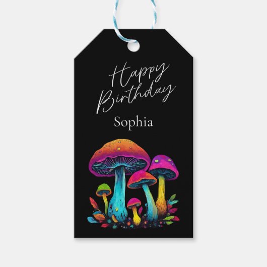 Farbenfrohe psychedelische Pilze-Geschenk-Tag Geschenkanhänger (Vorderseite)