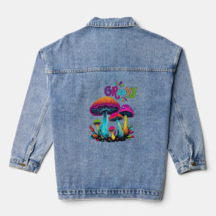 Farbenfrohe psychedelische Pilze Jeansjacke