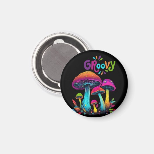 Farbenfrohe psychedelische Pilze- Magnet (Vorderseite/Rückseite)