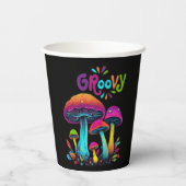 Farbenfrohe psychedelische Pilze- Pappbecher (Rückseite)