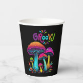 Farbenfrohe psychedelische Pilze- Pappbecher (Vorderseite)