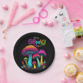 Farbenfrohe psychedelische Pilze- Pappteller (Party)