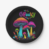 Farbenfrohe psychedelische Pilze- Pappteller (Vorderseite)
