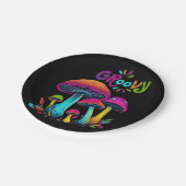 Farbenfrohe psychedelische Pilze- Pappteller (Schrägansicht)