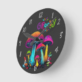 Farbenfrohe psychedelische Pilze Runde Wanduhr (Winkel)