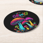 Farbenfrohe psychedelische Pilze- Runder Pappuntersetzer (Angewinkelt)