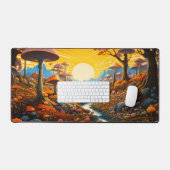 Farbenfrohe psychedelische Pilzlandschaft Kunst Schreibtischunterlage (Tastatur & Maus)