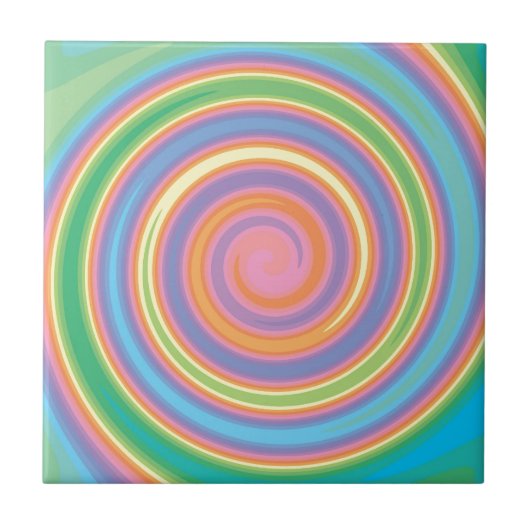 Farbenfrohe psychedelische Pinwheel wirbeln Design Fliese (Vorderseite)