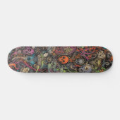 Farbenfrohe psychedelische Schädel Skateboard (Horizontal)