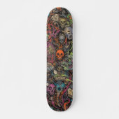 Farbenfrohe psychedelische Schädel Skateboard (Vorne)