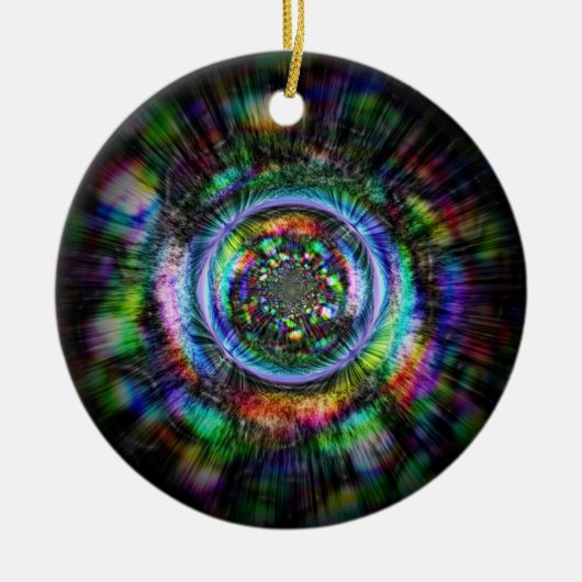 Farbenfrohe psychedelische Skizze eines Auges Keramik Ornament (Vorne)