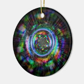 Farbenfrohe psychedelische Skizze eines Auges Keramik Ornament (Links)