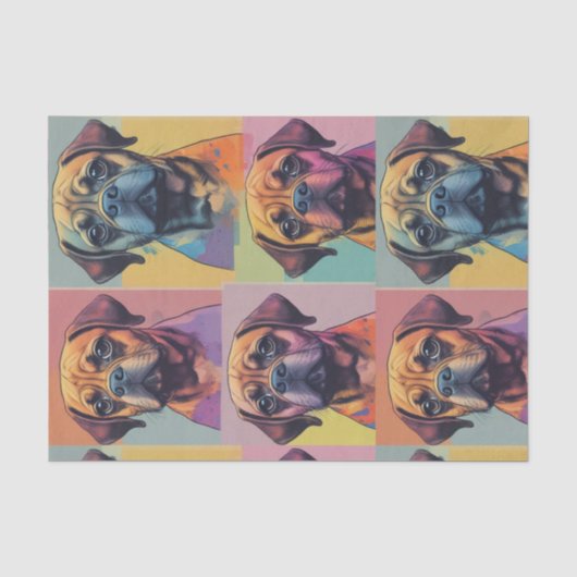 Farbenfrohe Puggle Pop Art Decoupage/Gewebe Seidenpapier (Vorderseite)