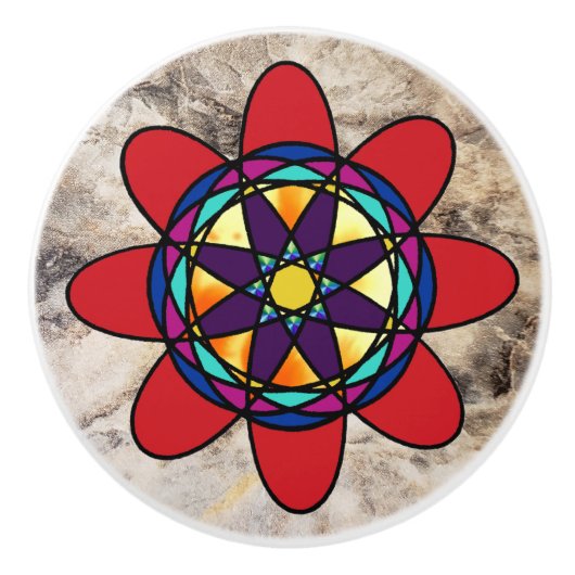 Farbenfrohe Pull-Knochen Keramikknauf (Vorderseite)