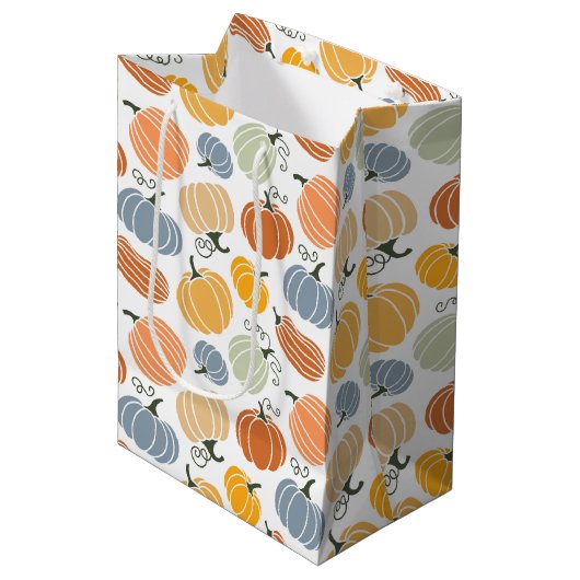 Farbenfrohe Pumpkin Gourd Pattern Mittlere Geschenktüte (Vorderseite Schrägansicht)
