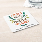 Farbenfrohe Pumpkin Kisses Personalisierter Ernted Rechteckiger Pappuntersetzer (angewinkelt)