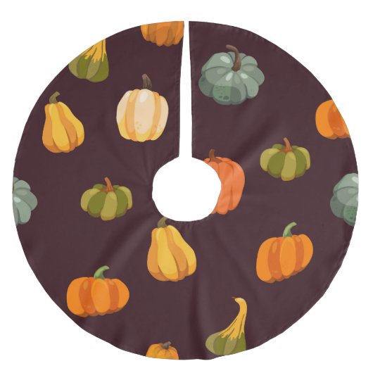 Farbenfrohe Pumpkins: dunkle Herbsteleganz. Polyester Weihnachtsbaumdecke (Vorderseite)
