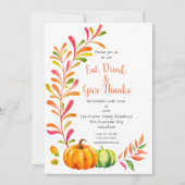 Farbenfrohe Pumpkins Herbstessen Erntedank Einladung (Vorderseite)