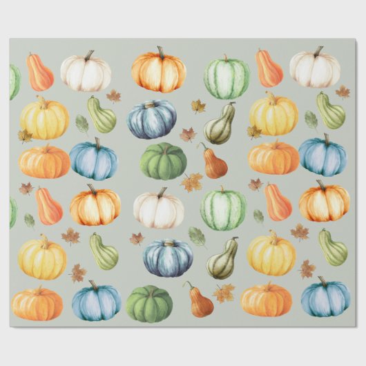 Farbenfrohe Pumpkins Herbstfarbe Geschenkpapier (Flach)
