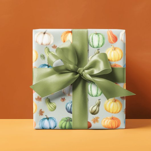 Farbenfrohe Pumpkins Herbstfarbe Geschenkpapier