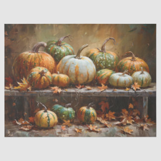 Farbenfrohe Pumpkins Ölgemälde Vintage Decoupage Seidenpapier