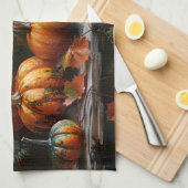 Farbenfrohe Pumpkins und Blätter Vintag Geschirrtuch (Viertel Falte)