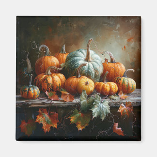 Farbenfrohe Pumpkins und Blätter Vintag Magnet