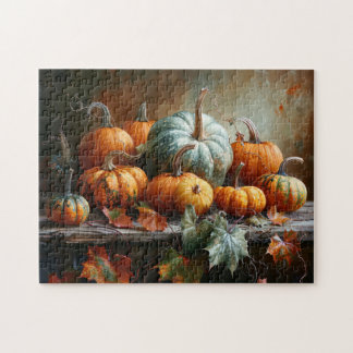 Farbenfrohe Pumpkins und Blätter Vintag Puzzle