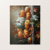 Farbenfrohe Pumpkins und Blätter Vintag Puzzle (Vertikal)