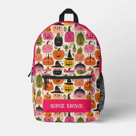 Farbenfrohe Pumpkins Whimsischer Halloween-Individ Bedruckter Rucksack (Vorderseite)