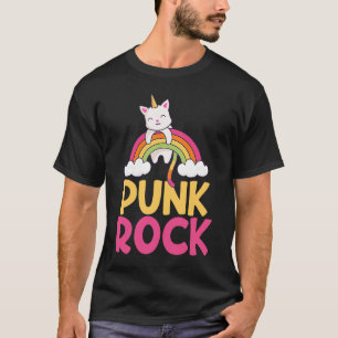 Farbenfrohe Punk Rock Rainbow Cat Unicorn T-Shirt