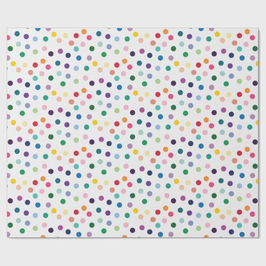 Farbenfrohe Punkt Art Muster auf knallig weiß Geschenkpapier (Flach)