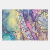 Farbenfrohe Punkte Alkohol Tinte Abstrakte Kunst Geschenkpapier Set (Vorderseite)