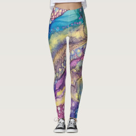 Farbenfrohe Punkte Alkohol Tinte Abstrakte Kunst Leggings