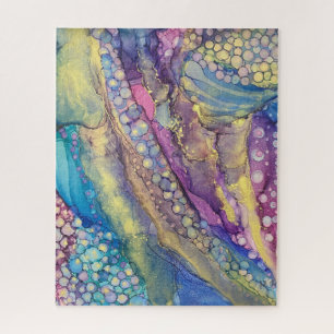 Farbenfrohe Punkte Alkohol Tinte Abstrakte Kunst Puzzle