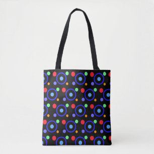 Farbenfrohe Punkte auf Schwarz Tasche