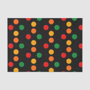 Farbenfrohe Punkte auf schwarzen Retro Mitte Jahrh Seidenpapier