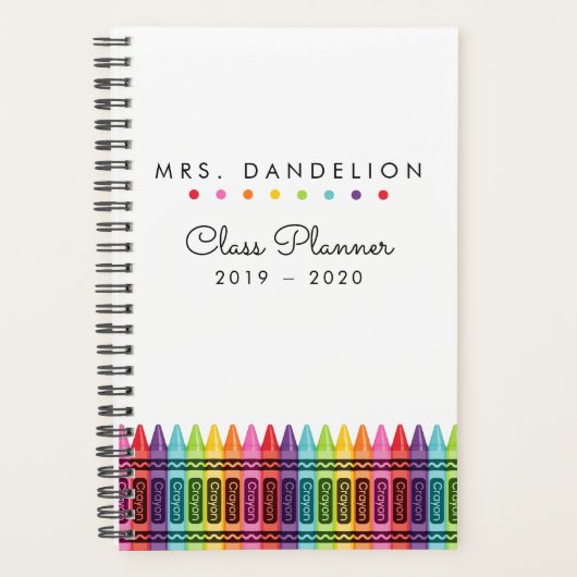 Farbenfrohe Punkte Elementarlehrer Leere Klasse Planer (Vorderseite)