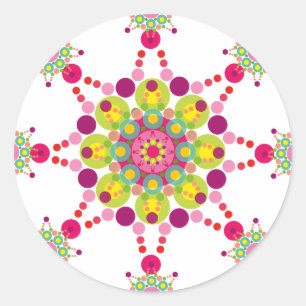 Farbenfrohe Punkte Festivals Ornament Star Moderne Runder Aufkleber