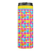 Farbenfrohe Punkte mit Text Thermosbecher (Rückseite)