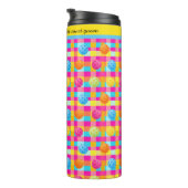 Farbenfrohe Punkte mit Text Thermosbecher (Nach rechts gedreht)