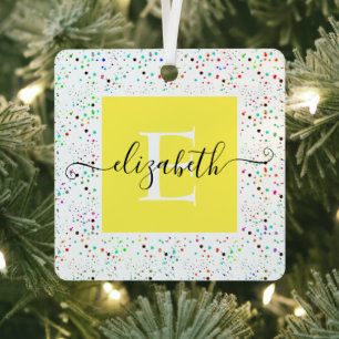Farbenfrohe Punkte personalisierter Metallschmuck Ornament Aus Metall