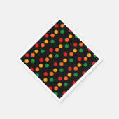 Farbenfrohe Punktmuster auf schwarzem Retro Weihna Serviette (Ecke)